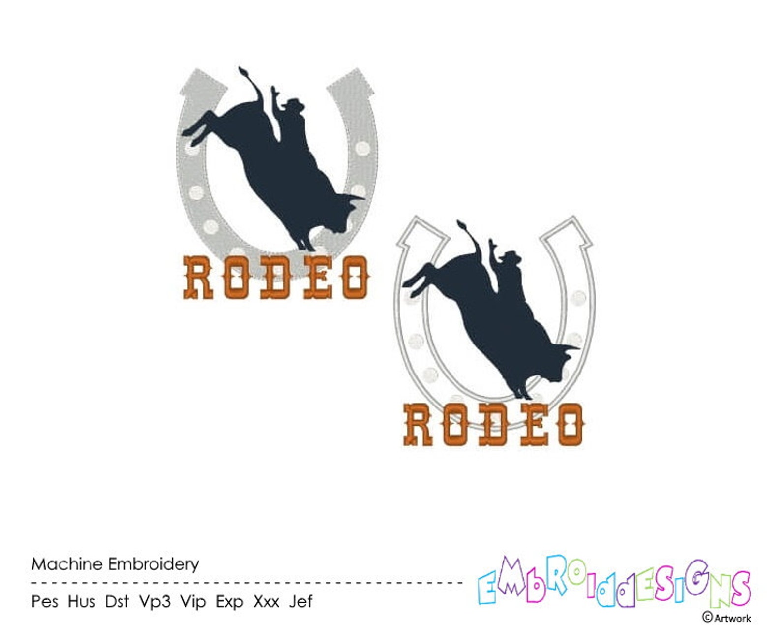 Rodeo machine jessecmault designs set applique horseshoe  etsy