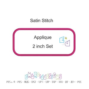Rectangle Applique Design Set 2 Inch Rectangle Rounded Corners Embroidery Designs