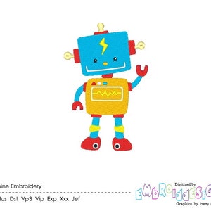 Robot Machine Embroidery Design: Children&#39;s Filled Stitch (Instant Download)