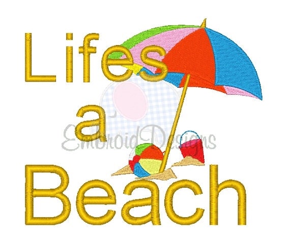 Life/'s a Beach embroidered collage print