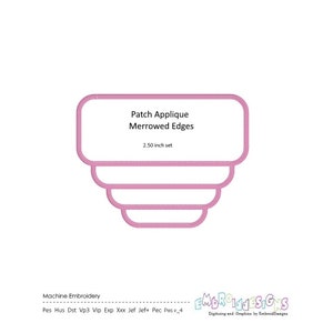 Rectangle Frame Patch Applique Border Embroidery Designs - 2.5 inch Frame Set with Merrowed Edges