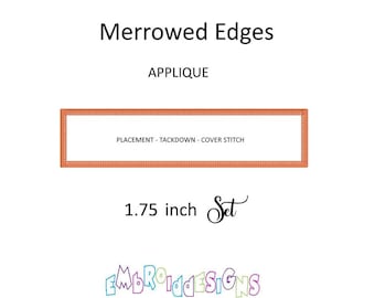 Parche con marco rectangular - Diseños de bordado con borde de 1,75 pulgadas - Confección de parches - Merrowed Edges