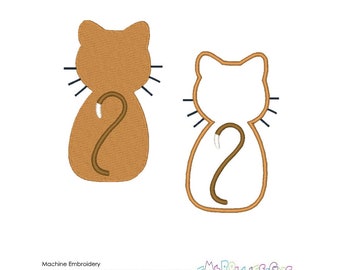 Cat Applique Machine Embroidery Design, Kitten Embroidery Designs, Digital Download