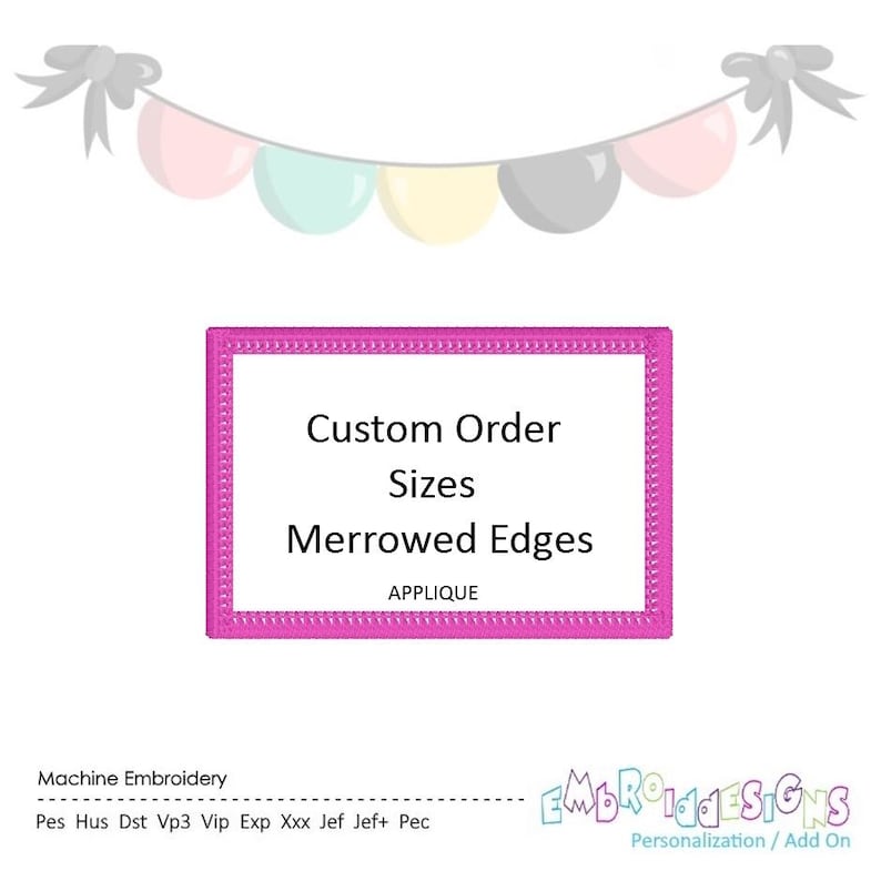 Custom sizes rectangles with square edge merrowed applique for patchmaking embroidery