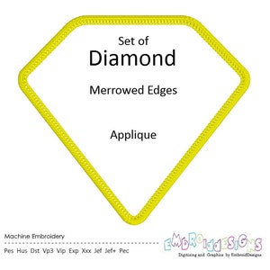 Diamant Aufnäher Rahmen Applikation: Geschmiedete Kanten Stickdatei (Digitaler Download)