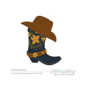 Cowboy Boot Machine Embroidery Design | Western Boot Pattern