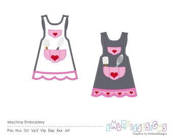 Apron Machine Embroidery Designs Kitchen Embroidery Design Apron Applique Filled Stitch 4X4 5X7 6X10 8X8 Instant Download