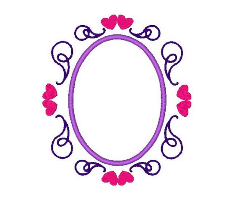 Oval Frame Applique Embroidery Design Applique Oval Shapes Etsy