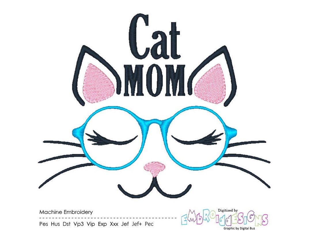 Cat Mom Machine Embroidery Design Saying, Lovers of Cats, Mom