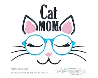 Cat Mom Machine Embroidery Design Saying, Lovers of Cats, Mom Embroidery designs, Instant Download