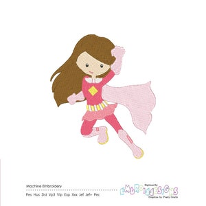 Super Girl Machine Embroidery Design - Perfect for Girls&#39; Apparel - Filled Stitch - Instant Download - Multiple Sizes