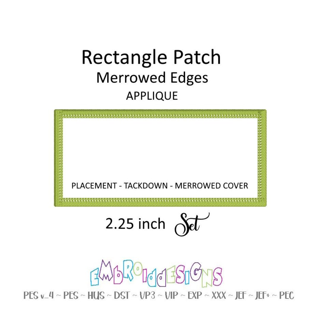 Red Edge Rectangle Patch Rectangle Frame Patch Applique Set - 2.25 Inch Border Embroidery ...