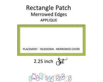 Parche con marco rectangular - Diseños de bordado con borde de 2,25 pulgadas - Confección de parches - Merrowed Edges