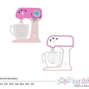 Kitchen Mixer Machine Embroidery Designs Set Applique Mixer Filled Stitch Embroidery Design Appliance Instant Download