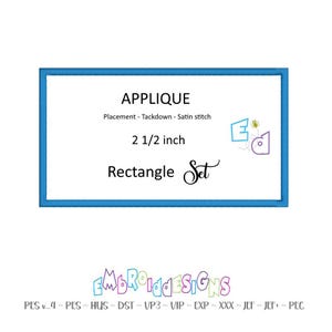 Rectangle Frame Applique Embroidery Design 2.5 inch Set, Border Embroidery Designs