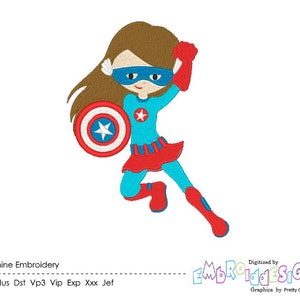 Super Girl Embroidery Design Super Hero Design Girl Embroidery Designs Children Filled Stitch Instant Download