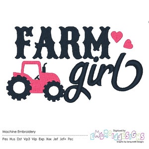 Farm Girl Machine Embroidery Design Saying