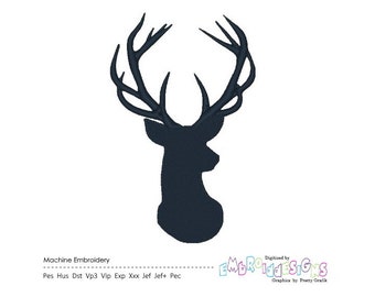 Deer Silhouette Embroidery Design Reindeer Silhouettes Embroidery Designs Instant Download