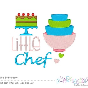 Little Chef Machine Embroidery Design Filled Stitch Cooking Embroidery for Children Instant Download