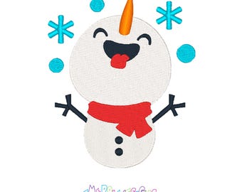 Snowman Embroidery Machine Design - Snowflakes, Stick Arms (Instant Download)