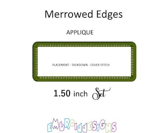 Parche con marco rectangular: Diseño de bordado con borde merrowed (descarga digital)