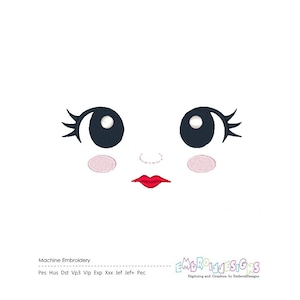 Vintage-Baby Doll Face Machine Embroidery Design - Instant Download