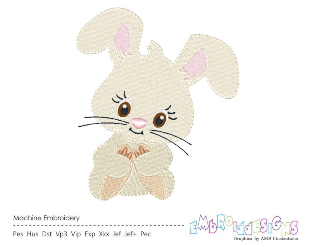 Bunny Embroidery Designs Rabbit Embroidery Design Filled - Etsy