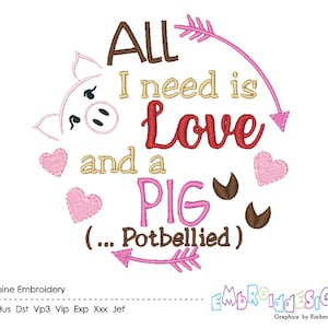 Pig Machine Embroidery Design Saying Funny Design Quote Pot Belly Pig Embroidery Pattern Instant Download