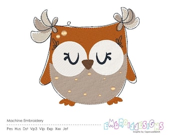 Whimsical Owl Machine Embroidery Design (Instant Download)