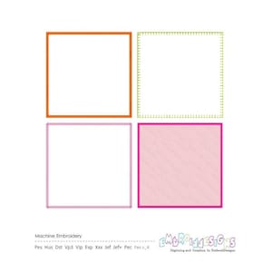 Set di 4 disegni quadrati per ricamo a macchina, cornice per ricamo.