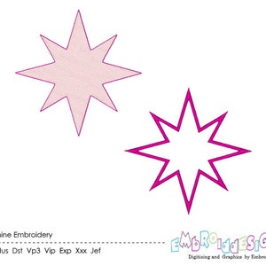 Star Embroidery Applique Design: Filled Stitch Set (Instant Download)