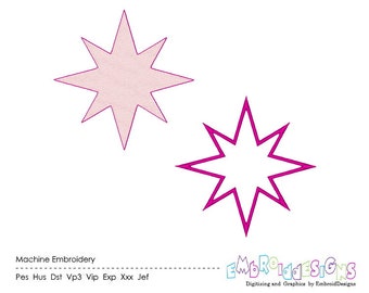Diseño de aplique de bordado de estrellas: Juego de puntadas rellenas (descarga instantánea)