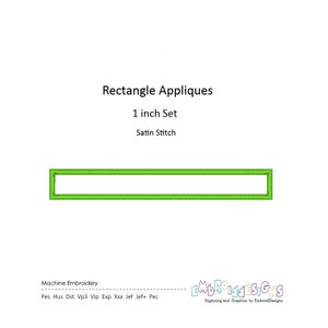 Rectangle Applique Frame Embroidery Design: 1-inch Set (Instant Download)