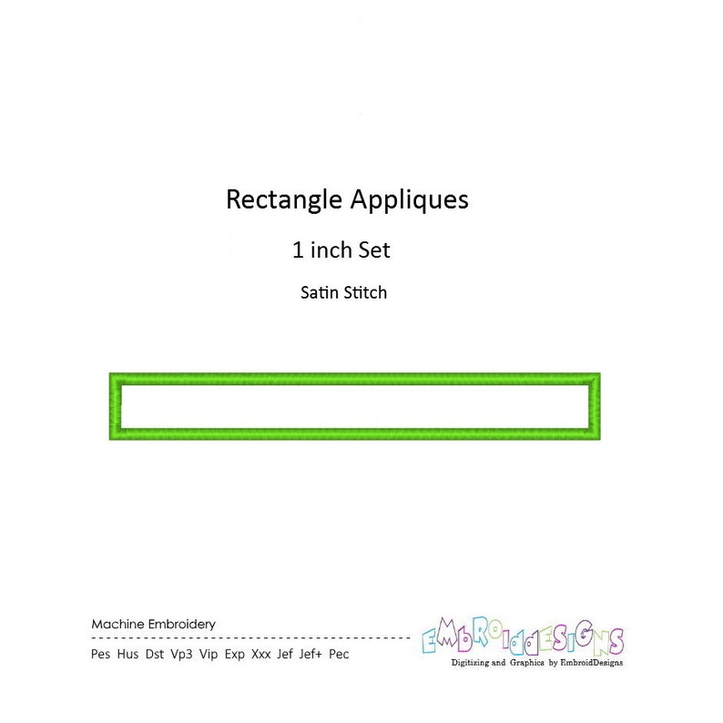 Rectangle Applique Frame Embroidery Design: 1-inch Set (instant ...