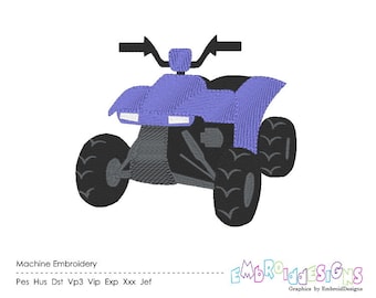 Four Wheeler ATV Embroidery Design All Terrain Off Road Vehicle Embroidery Designs 4X4 5X7 6X10 Instant download