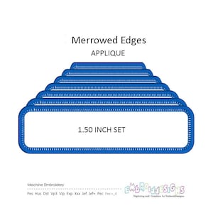 Merrowed Edges Rectangle Frame Patch Applique Set - 1.5 Inch Border - DIY Patch Making - Instant Download