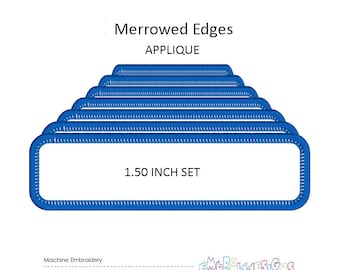 Merrowed Edges Rectangle Frame Patch Applique Set - 1.5 Inch Border - DIY Patch Making - Instant Download