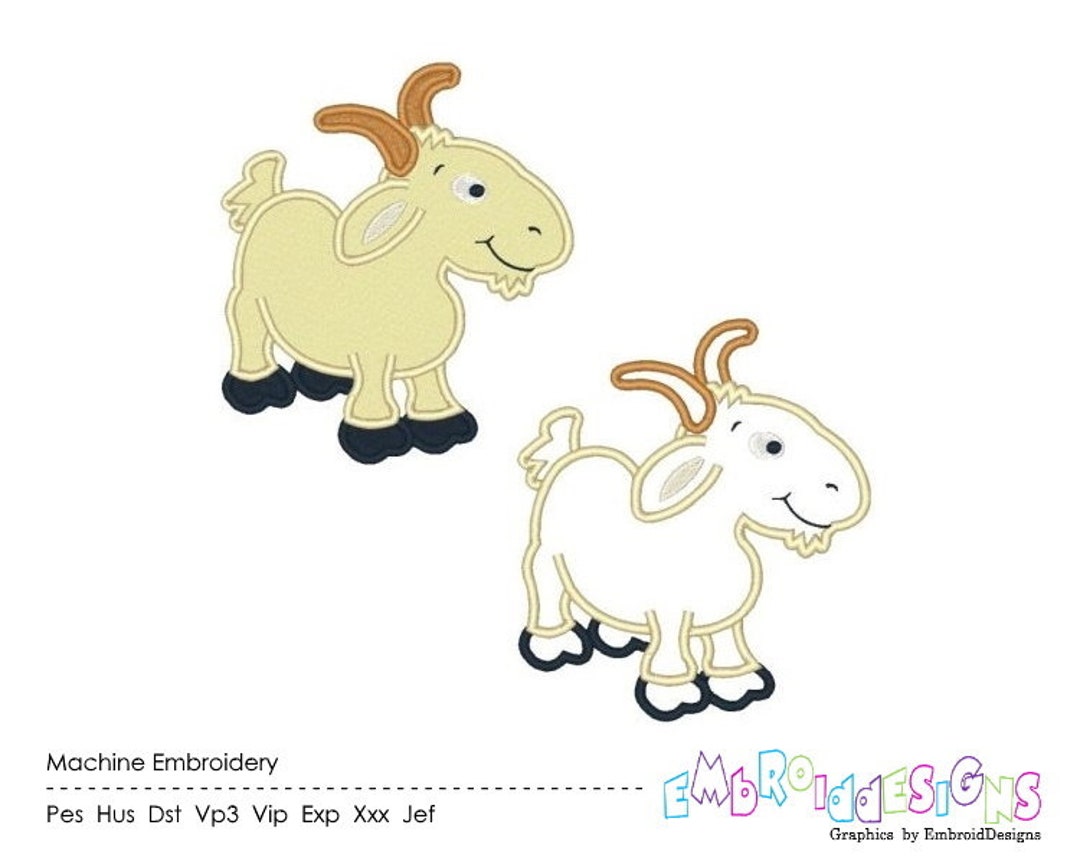 Billy Goat Embroidery Designs Set Applique Instant Download Embroidery
