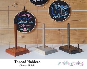 Thread Holder Large Spool Thread Dispenser Easy Change Wood Stand