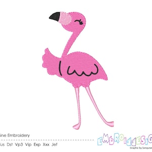 Flamingo Embroidery Design Cute Bird Flamingo Pattern
