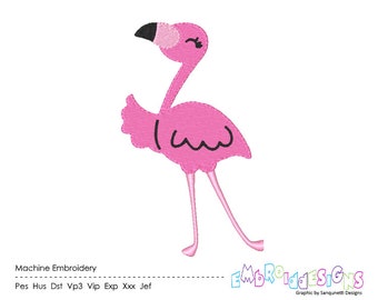Lindo diseño de bordado de flamenco (descarga digital)