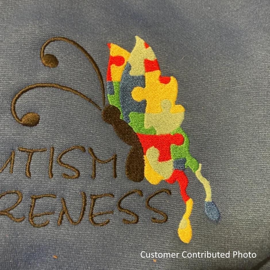 Autism Awareness: Butterfly Puzzle Piece Embroidery Design - Etsy