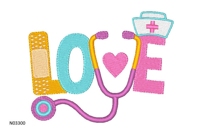Nurses Machine Embroidery Applique Design Love Nursing Etsy