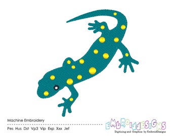 Salamander Machine Embroidery Design Lizard Design Embroidery Reptile Filled Stitch Instant Download