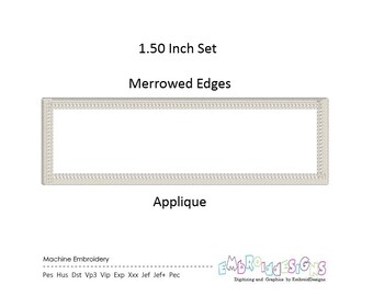 Rectangle Frame Patch Applique Border Embroidery Designs, Patch Making 1.5 inch Frame Set, Rectangle,  Merrowed Edges, Instant Download