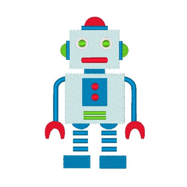 Robot Machine Embroidery Design Children's Embroidery Etsy