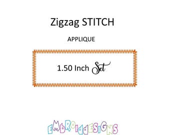 Rectangle Applique Embroidery Designs Set - 1.5 Inch Zigzag Stitch Set of Patterns
