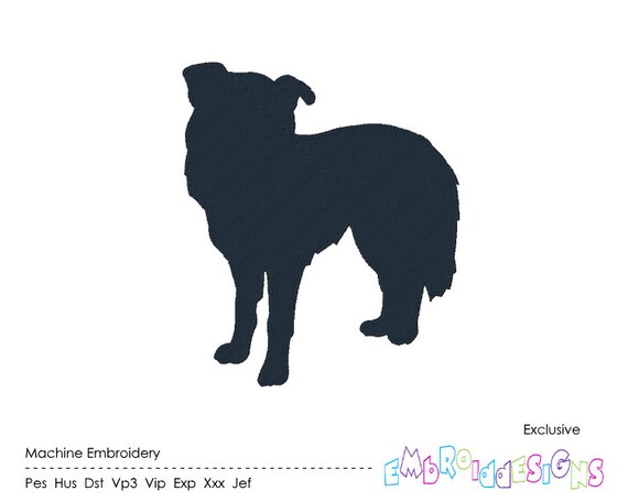Border Collie Silhouette Embroidery Design Dog Design Etsy