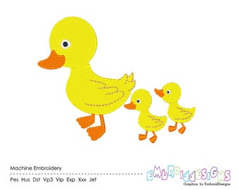 Ducks Embroidery Design Machine Embroidery Bird Baby Duck Family Instant Download