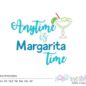 Margarita Time Machine Embroidery Design Drink Design 9 sizes Instant Download